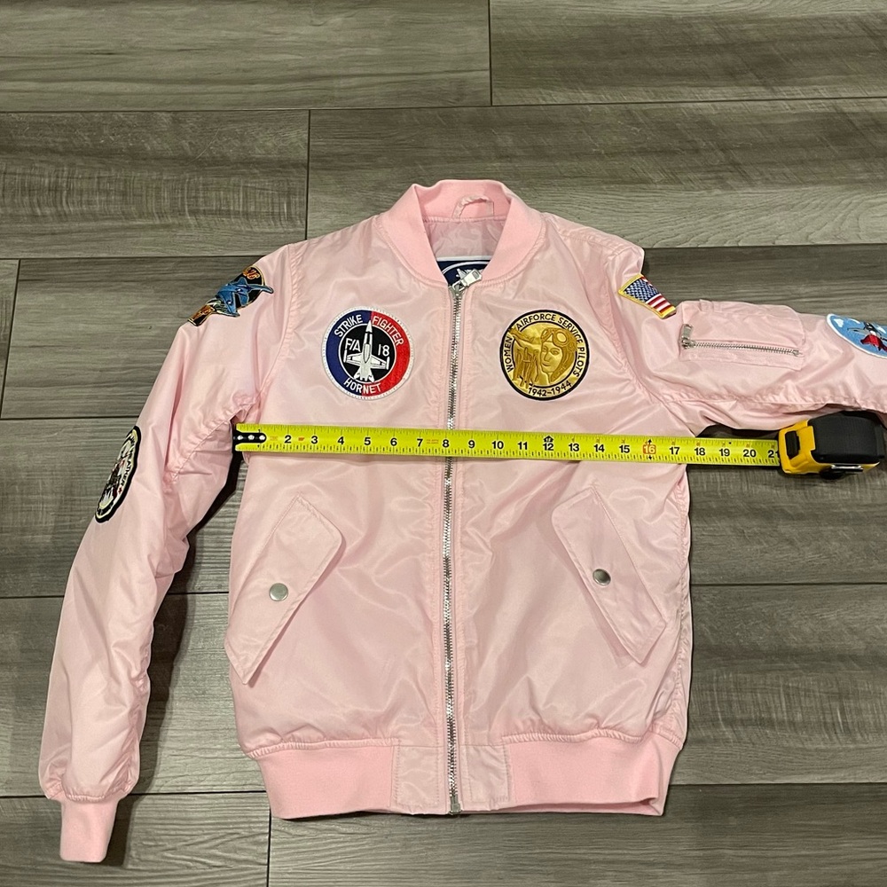 Up and Away MA-1 Ladies Pink Flight Jacket With Patches Size Small - Picture 6 of 7